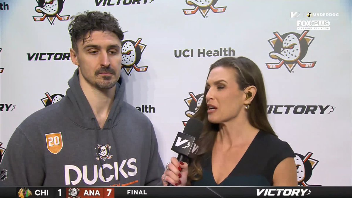 "I think the old guys are doing pretty good too, right?" 😂 Chris Kreider praises the production of the Ducks' young players but likes the way his fellow veterans have been playing, too. #FlyTogether | Aly Lozoff