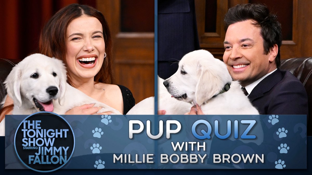 Millie Bobby Brown &amp; Jimmy compete for puppies in Pup Quiz! 🐾 #FallonTonight #StrangerThingsOnFallon