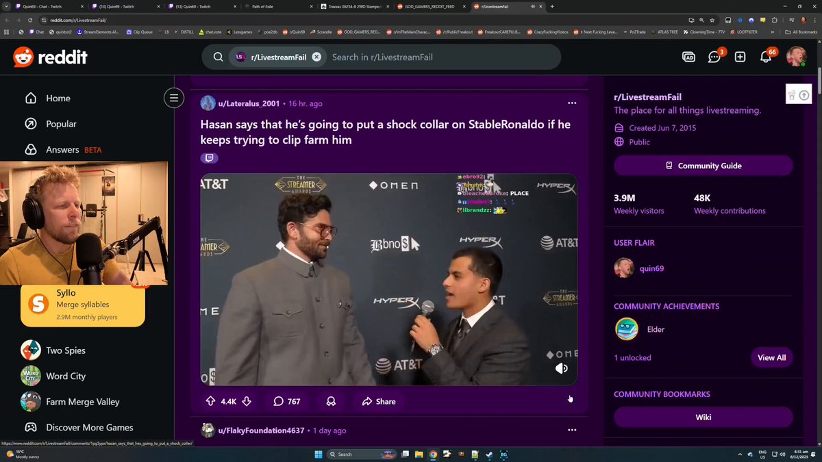 Quin69 comments on Hasan owning the "meme" 😳💀 ''I think if he keeps doing that, eventually people are going to be like, dude, this shock collar meme is cringe. Because someone keeps spamming it, guys. He's going to k*ll the meme eventually. That's my advice.''