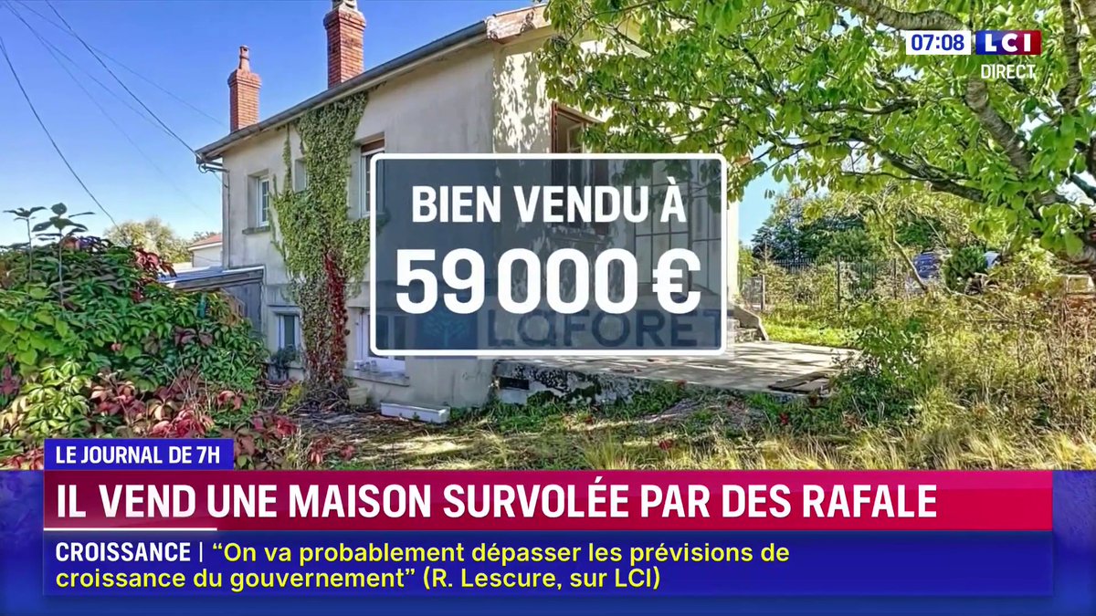 ✈ Saint-Dizier : il vend une maison survolée par des Rafale ▶️ Bercée par le bruit des réacteurs, la maison s’est vendue en 48 heures pour 59.000 euros. Le tout grâce à une vidéo virale publiée sur les réseaux sociaux, cumulant des milliers de vues.