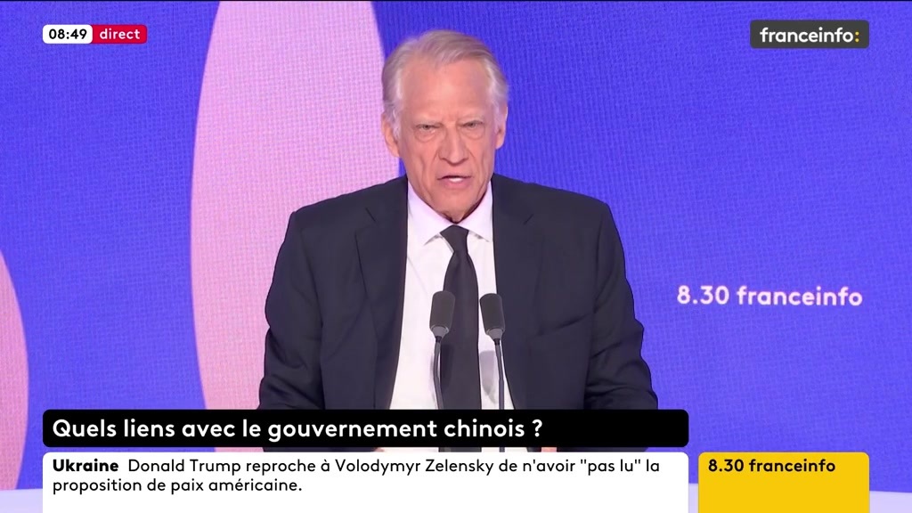 🔴 La Chine, une dictature ? ➡️ "La Chine est un régime autoritaire, à parti unique. C'est le système politique chinois. [...] Nous sommes, nous, trop souvent dans des logiques d'anathèmes, nous voulons faire la leçon [...]", dit Dominique de Villepin, ancien Premier ministre