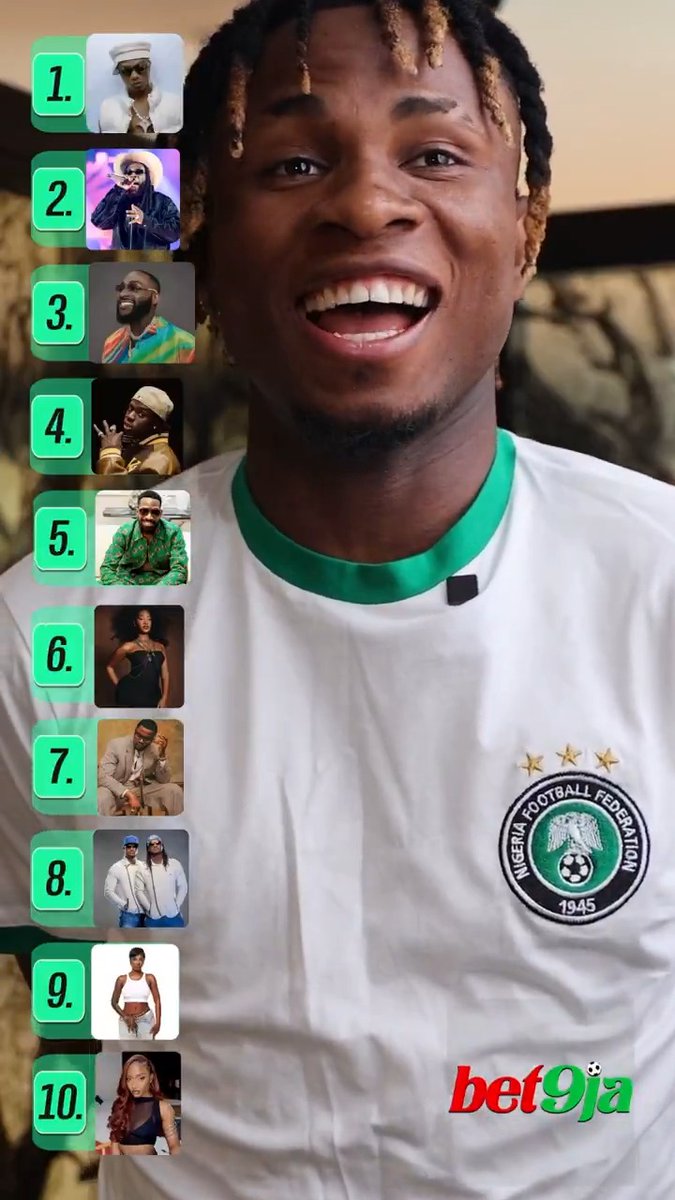 1. _______ 2. @BurnaBoy 3. _______ 4. @HeIsRema 5. _______ Sam @Chukwueze_8 ๐ฏ๐น๐ถ๐ป๐ฑ ๐ฟ๐ฎ๐ป๐ธ๐ his top-10 music artists ๐ต