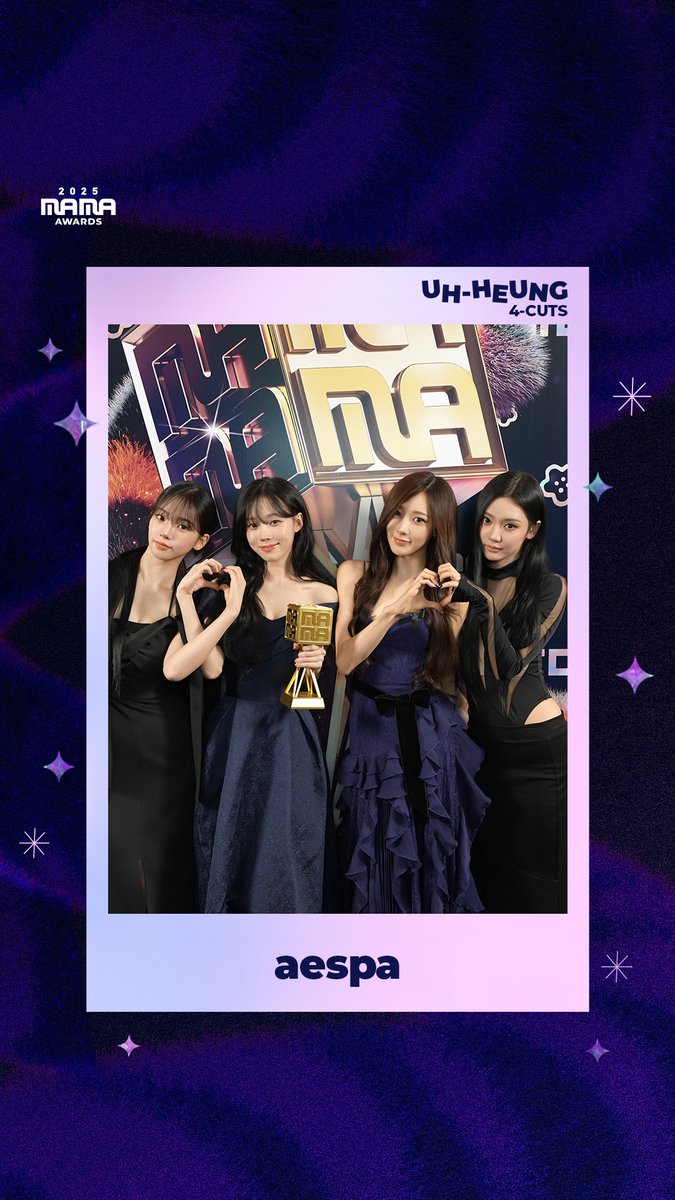 [#2025MAMA] UH-HEUNG 4-CUTS📸 aespa Congratulations, aespa! Share the glorious moment✨ 🏆 FANS’ CHOICE FEMALE TOP 10 HEAR MY ROAR, UH-HEUNG 2025 MAMA AWARDS #MAMAAWARDS #2025MAMAAWARDS