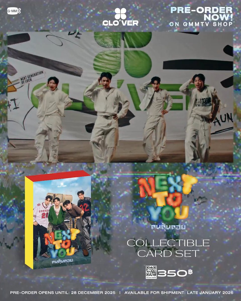 มาพรีออเดอร์ความสดใสที่ไม่ต้องรอคอย จาก MV คนคุ้นคอย กับ CLO’VER COLLECTIBLE CARD SET กันทุกคน สั่งซื้อที่นี่ / Order Here CLO’VER COLLECTIBLE CARD SET #คนคุ้นคอยCLO_VER_MV #CLO_VER #RISERMUSIC #GMMTV