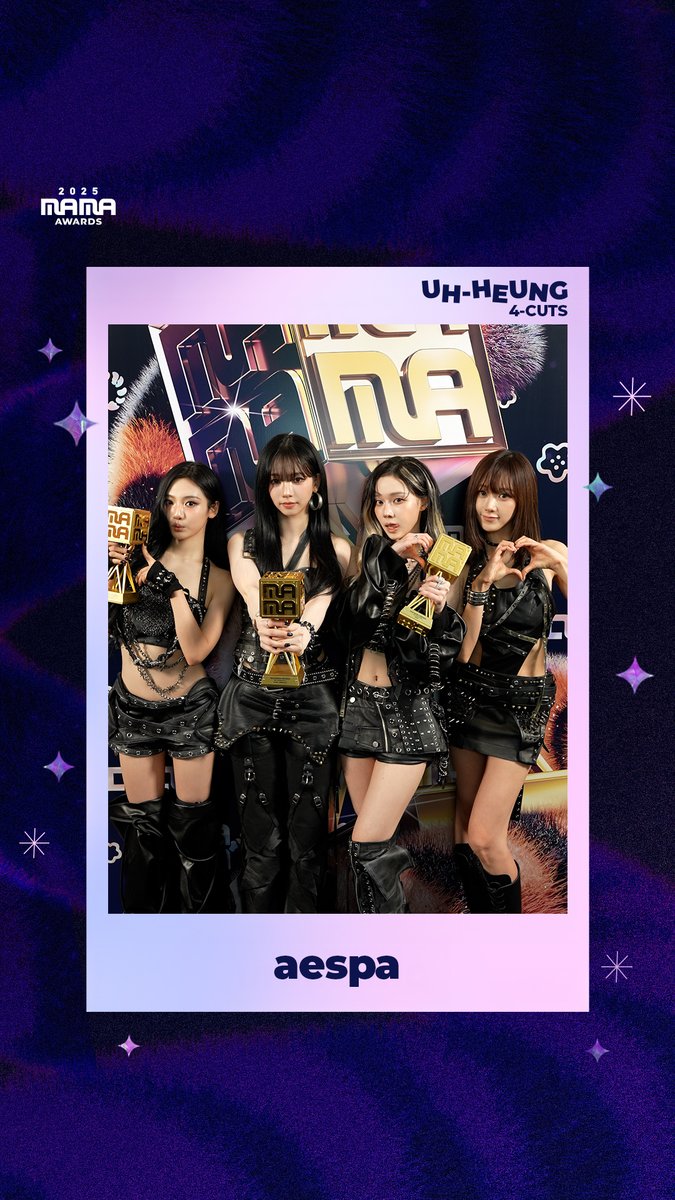 [#2025MAMA] UH-HEUNG 4-CUTS📸 aespa Congratulations, aespa! Share the glorious moment✨ 🏆 BEST CHOREOGRAPHY 🏆 BEST DANCE PERFORMANCE FEMALE GROUP 🏆 BEST FEMALE GROUP HEAR MY ROAR, UH-HEUNG 2025 MAMA AWARDS #MAMAAWARDS #2025MAMAAWARDS