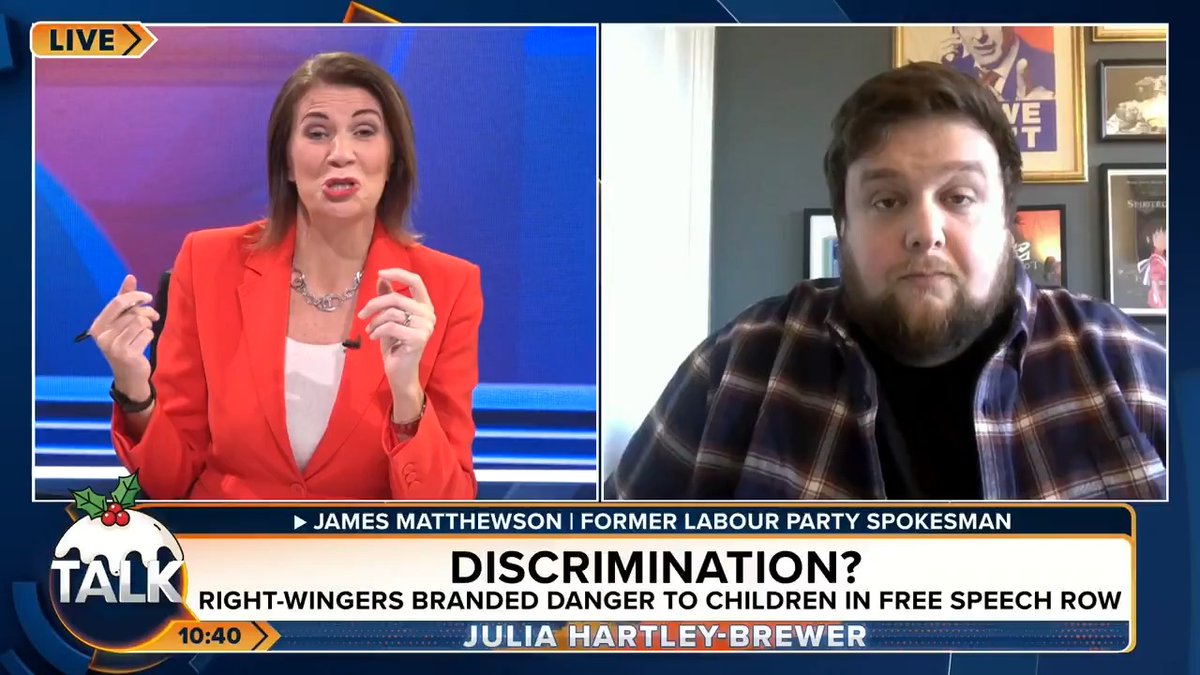 💥Julia and James Matthewson clash over an ex-Royal Marine being banned from working with kids after a Facebook post on illegal migrants. James: "He says some of them are scum." JHB: "Yes, as we can see from some of the criminal record statistics, some are scum." Julia Hartley-Brewer
