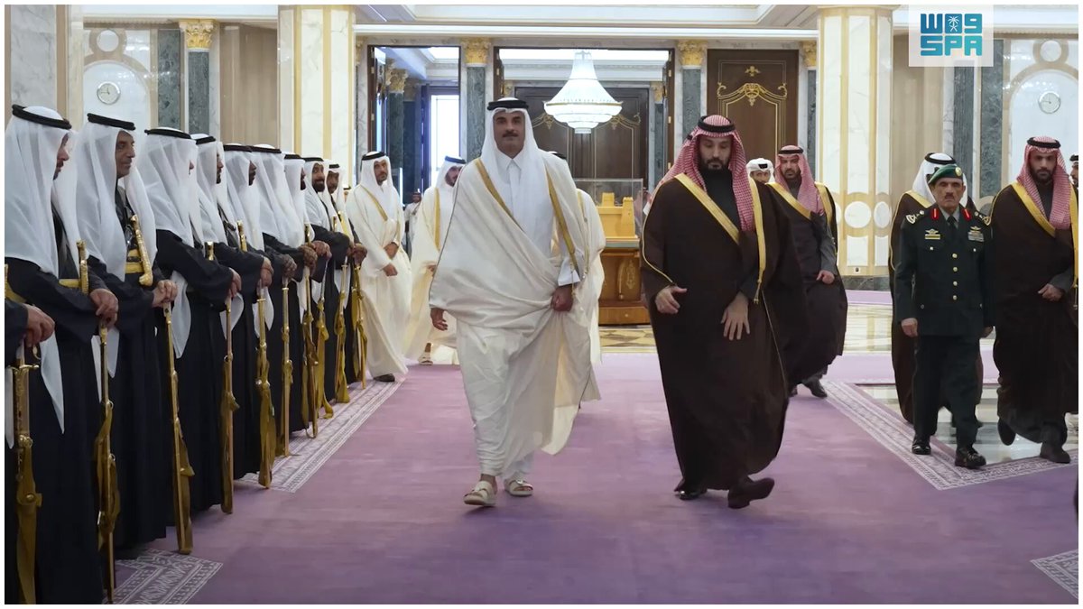 سمو #ولي_العهد وسمو أمير دولة قطر يعقدان جلسة مباحثات في قصر اليمامة بالرياض. #أمير_قطر_في_الرياض #واس