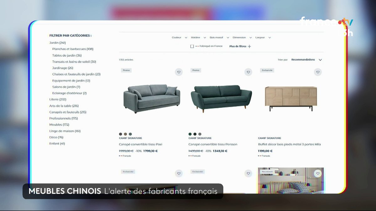 Les meubles chinois envahissent certaines grandes enseignes et surtout Internet. Des lits, des tables des matelas pour seulement quelques dizaines d'euros. Les ventes explosent à tel point que les fabricants français sonnent l'alerte. #JT13H