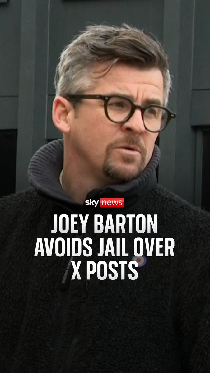 Ex Manchester City midfielder Joey Barton has been given a six-month suspended prison sentence after being found guilty of six counts of sending a grossly offensive electronic communication with intent to cause distress or anxiety. Sky's Katie Barnfield reports