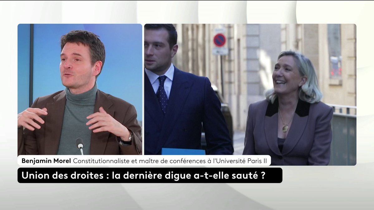 🔴 🗣️ "La grosse masse de l'électorat RN, sur les sujets économiques, ils ne sont pas de droite", analyse le constitutionnaliste Benjamin Morel. Le patron des LR Bruno Retailleau parle d'une union des droites "dans les urnes" pour 2027. #ToutEstPolitique #Canal16
