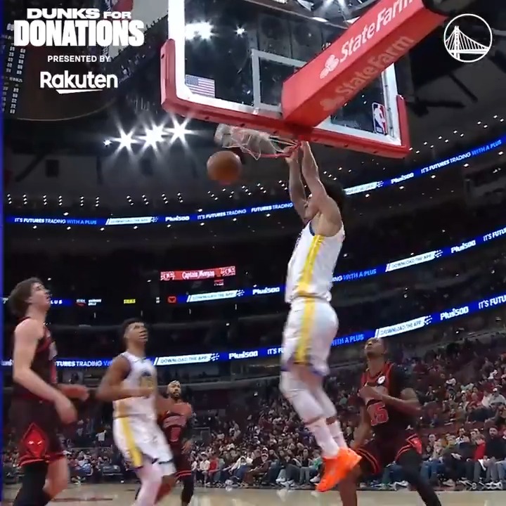 The Dubs have 72 dunks so far this season, resulting in $180,000 raised for the Warriors Community Foundation, courtesy of Rakuten Dunks for Donations || #DubNation