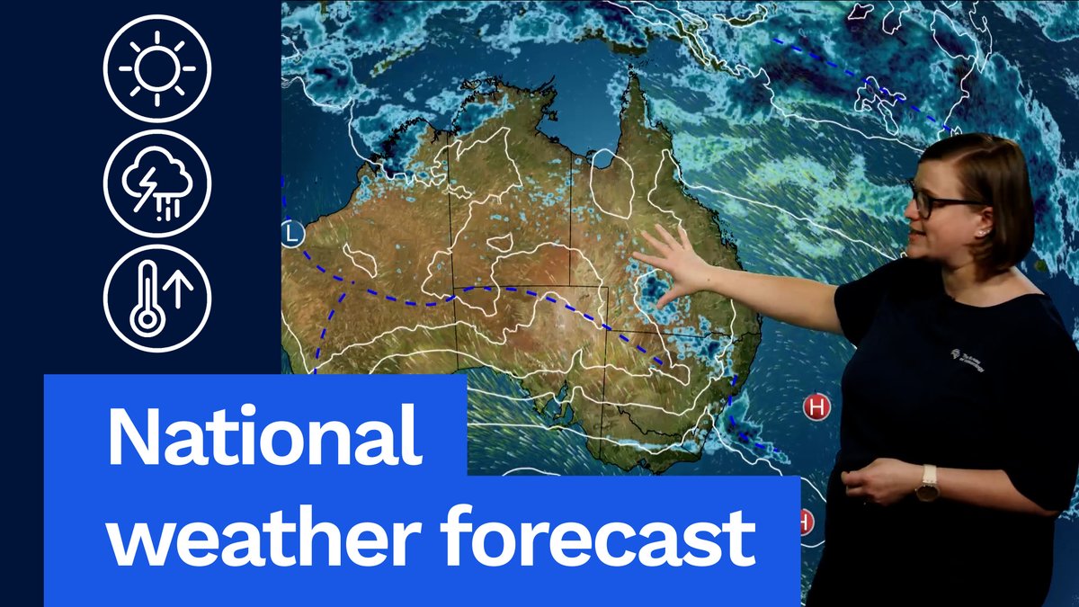 National Weather Forecast: Heat and storms across much of Aus Video current: 1 pm AEDT 9 December 2025. Latest forecasts and warnings: or the BOM Weather app.
