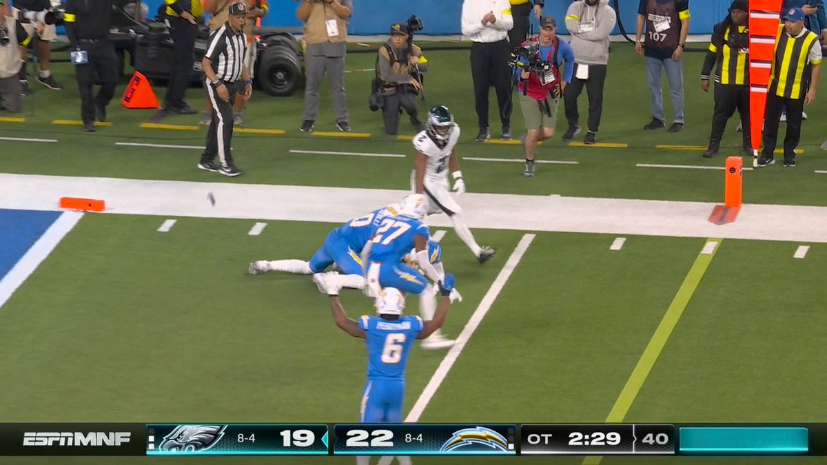 CHARGERS PICK OFF JALEN HURTS TO WIN IT IN OT 😱