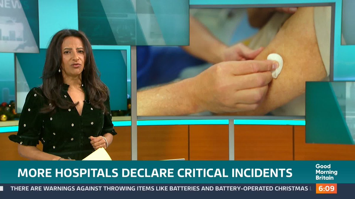 More hospitals have declared critical incidents as they battle against rising flu cases, which have risen by 63% in the last week. The UK Health Security Agency is warning people that it's the last chance to get vaccinated against flu before Christmas. Nitya Rajan reports.