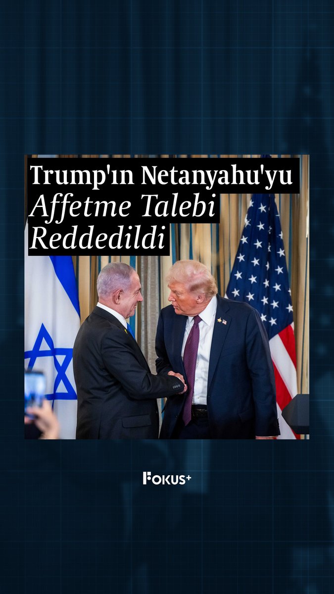 ➕ İsrail Cumhurbaşkanı Isaac Herzog, ABD Başkanı Donald Trump'ın Başbakan Benjamin Netanyahu için istediği af talebini reddetti. ▪️ Trump, Netanyahu'ya yönelik kovuşturmayı "haksız" olarak nitelemiş ve af talebinde bulunmuştu. ▪️ Netanyahu 2019'dan bu yana üç ayrı rüşvet ve yolsuzluk davasında yargılanıyor.