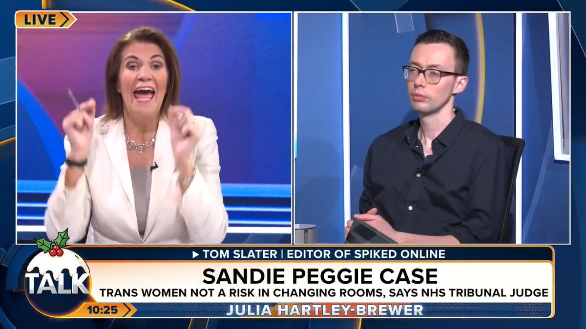 🚨 "It's so infuriating and a mockery of the actual law. The judge is an idiot." Julia Hartley-Brewer's furious rant at an employment tribunal, which has ruled that trans women (who are men) are not a risk to women in female changing rooms. Julia Hartley-Brewer