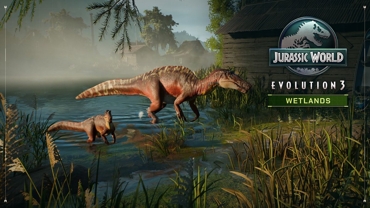 Design and build waterside environments with: 🦖Three new family units 🦖 Wetland &amp; bayou inspired scenery 🦖Thirteen Blueprints! Jurassic World Evolution 3: Wetlands Pack is OUT NOW: Jurassic World