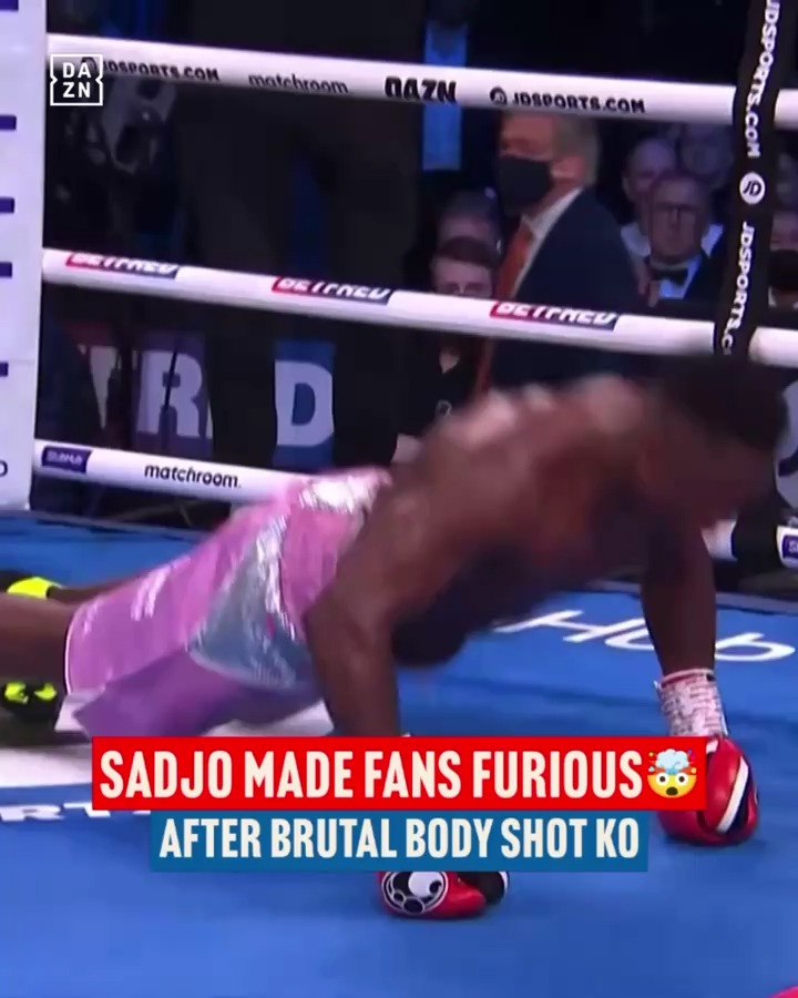 Kevin Lele Sadjo sent fans into a rage after his KO win over a hometown fighter in Manchester 😡 Sadjo returns this Saturday in Stockton against Diego Pacheco on DAZN 👀