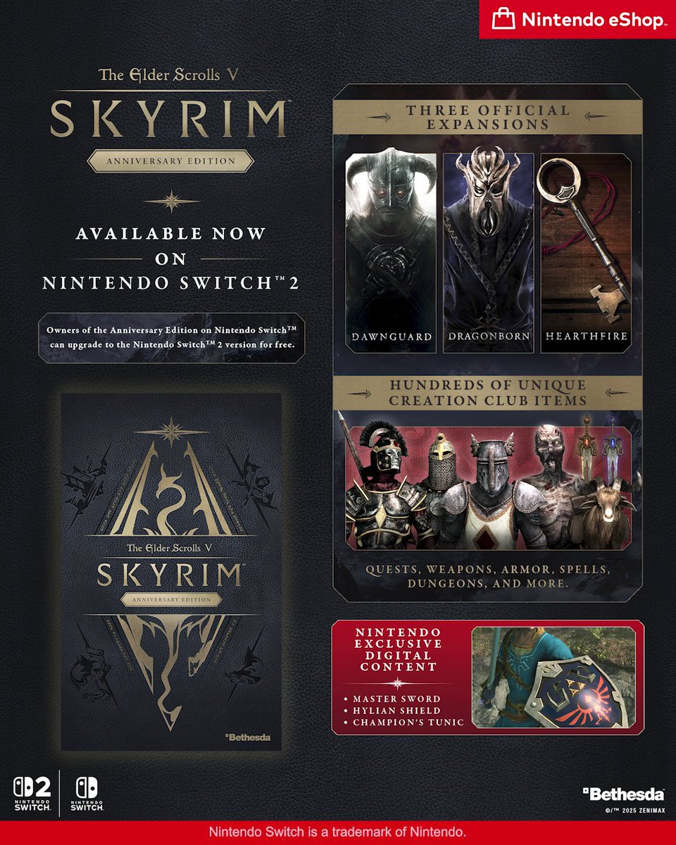 Bring your adventure everywhere with you during the holidays with the release of The Elder Scrolls V: Skyrim on Switch 2, available today!