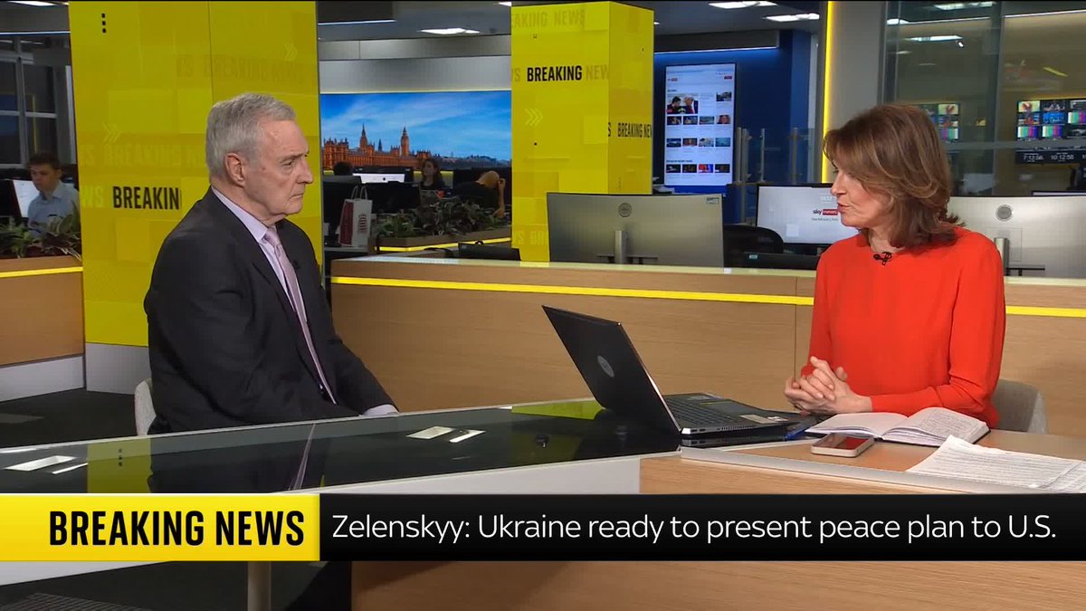 Volodymyr Zelenskyy has said Ukraine and Europe will soon be ready to present a refined version of the peace proposal to the US. Our security and defence analyst Michael Clarke has the latest ⬇️ Latest 🔗 📺 Sky 501, Virgin 602 and Freeview 233