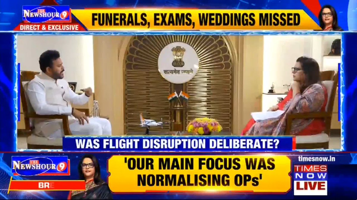 IndiGo Crisis | Aviation Minister On Times Now "Anyone who messes with aviation will face consequences. I will set an example..": Aviation Minister Ram Mohan Naidu Kinjarapu tells Navika Kumar