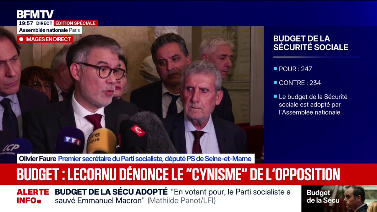 Budget de la Sécu adopté: "Nous n'avons trahi personne", déclare Olivier Faure (PS)