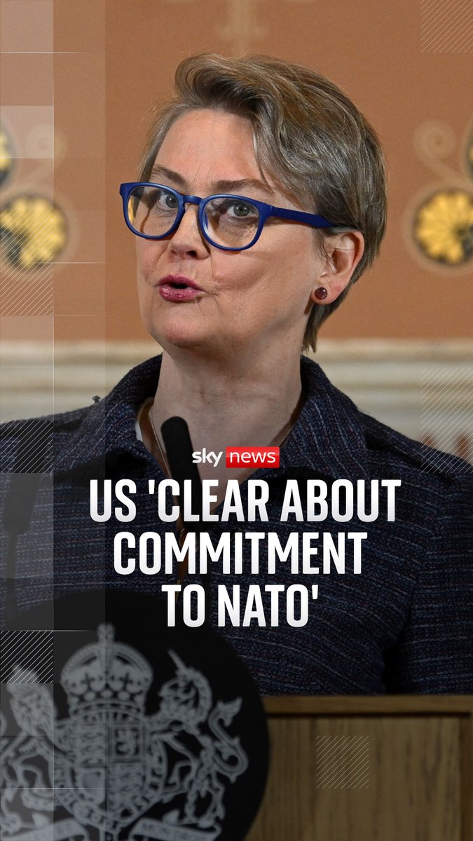 When questioned by Sky's @HaynesDeborah, Foreign Secretary Yvette Cooper said discussions with Marco Rubio made it 'incredibly clear' about US commitment to NATO. Read more ➡️