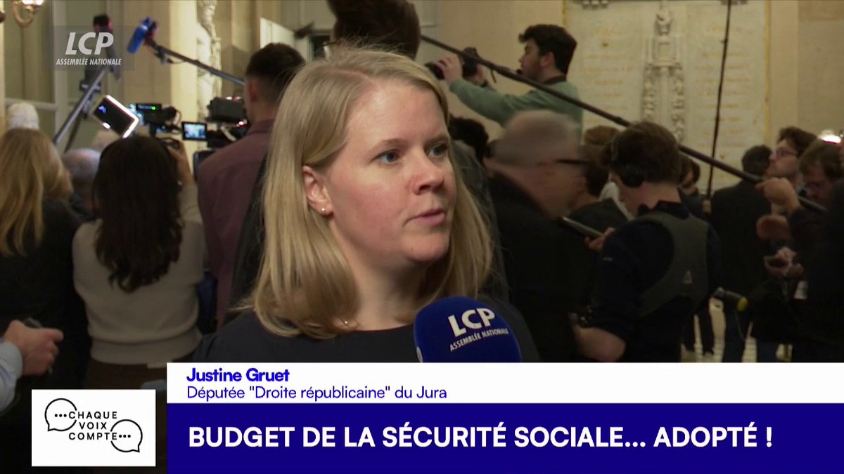 #PLFSS2026 : "La majorité s'abstenait, mais on a fait en sorte que le texte puisse être adopté", JustineGruet réagit sur les 18 députés du groupe Droite républicaine qui ont voté pour. #ChaqueVoix