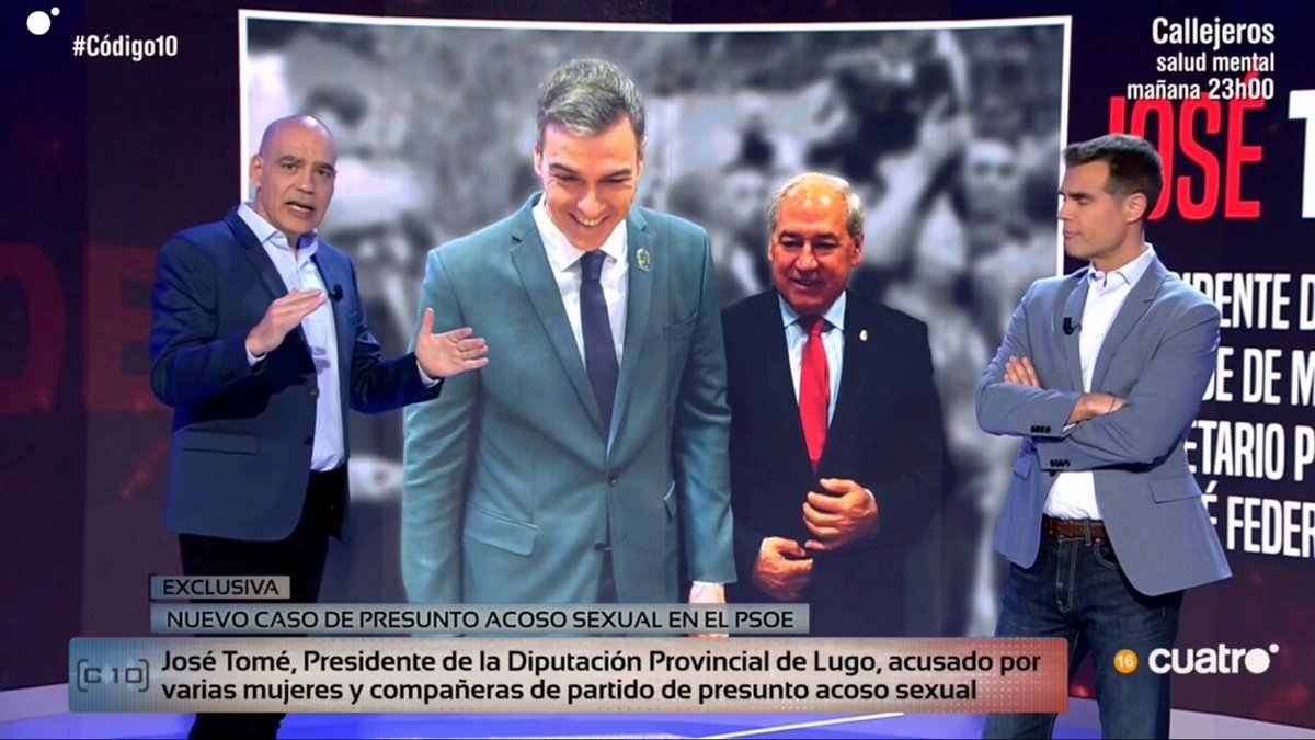 José Tomé, presidente de la Diputación Provincial de Lugo, es el señalado: varias compañeras del PSOE lo acusan de presunto acoso sexual. 🔴 #Código10 en Cuatro con Nacho Abad 🇺🇦 y David Aleman ➡