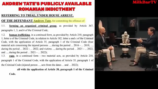 🚨Tucker Carlson has acknowledged he may have got the facts wrong about Andrew Tate’s criminal charges in their 2023 interview: “If I misstated their indictment or got the facts wrong, I sincerely apologize.” Carlson posted DMs from a New York Times reporter about Andrew Tate, including references to his 2023 interview with Tate, conducted a month after Tate was indicted for human trafficking, organised crime, and rape. During that interview, Andrew Tate repeatedly mischaracterised what he was being accused of. One glaring example: when Carlson asked Tate, “You’re not accused of rape?” Tate answered, “No.” Carlson offered no correction or pushback, despite this being inconsistent with the indictment. Tate also claimed the basis for the trafficking charges was: “Their justification for this is girls do TikTok - some girls I know, who say they’re not victims, have TikTok accounts. Of course these girls do nothing pornographic, nothing to do with that, so they picked TikTok.” However, five women in the first case gave statements against the Tates, four of whom are listed as injured parties. The indictment states that women were “sexually exploited, forced to engage in pornographic activities,” including webcamming and OnlyFans. When Carlson asked whether Tate was being “accused of using violence,” Tate replied: “They’re accusing me of using the ‘Loverboy’ method - coercing them by being nice.” But the indictment alleges that women were: “subjected to physical violence and psychological coercion resulting from intimidation, surveillance, and control, with the aim of sexual exploitation.” Carlson also said during the interview: “That’s not actually human trafficking. I don’t care what you call it - you weren’t buying, even accused of buying or selling anyone.” Carlson repeatedly acknowledged during the interview that: "these charges are public, so anyone can look them up." So either Tucker himself didn't bother to look them up or he did and allowed Tate to mischaracterise them with no pushback. In the DMs Carlson posted, despite getting the facts wrong about Andrew Tate's charges he told the NYT reporter that: “It doesn’t change my view that the Tates - whatever their personal behaviour - had a message worth hearing.” His final DM to the NYT reporter, which he also posted publicly, was an obviously snarky, sarcastic comment about a conspiracy - he appeared so proud of it he posted it on social media. See the DMs below. *Andrew Tate remains charged in Romania with human trafficking, organised crime, and r@pe in the first case. In a second Romanian case opened last year, he is also charged with sex with a minor, trafficking a minor, money laundering, witness tampering, and additional trafficking offences. In the UK, Tate is charged with r@pe, human trafficking, controlling prostitution for gain, and actual bodily harm/assault. He will face trial in the UK after Romania concludes its criminal proceedings against the Tate brothers.
