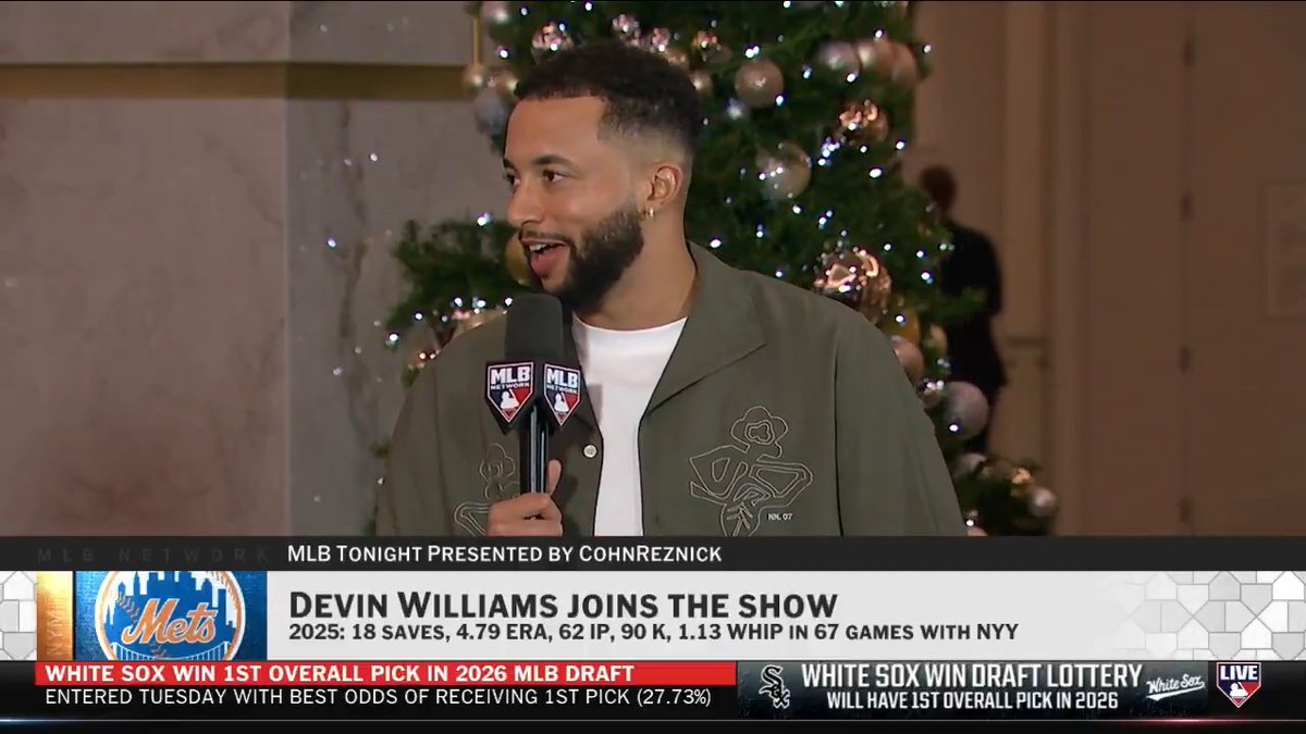 "I didn't have to wait around too long. It's nice to be courted." 😅 Newest New York Mets reliever Devin Williams discusses his first foray into free agency and what he learned from last season with the Yankees. MLB Network + CohnReznick