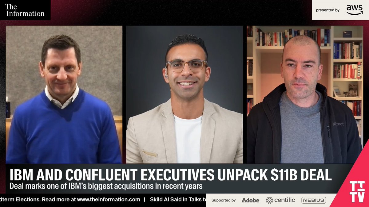 .IBM SVP of Software Rob Thomas on why they acquired Confluent for $11 billion. "In our view, Confluent and the capability they provide is going to be up and to the right when it comes to AI.” “The need for data to support anything that a company wants to do in terms of intelligence and how they operate, that's not gonna change. If anything, that demand is only going to go up.” Full episode: