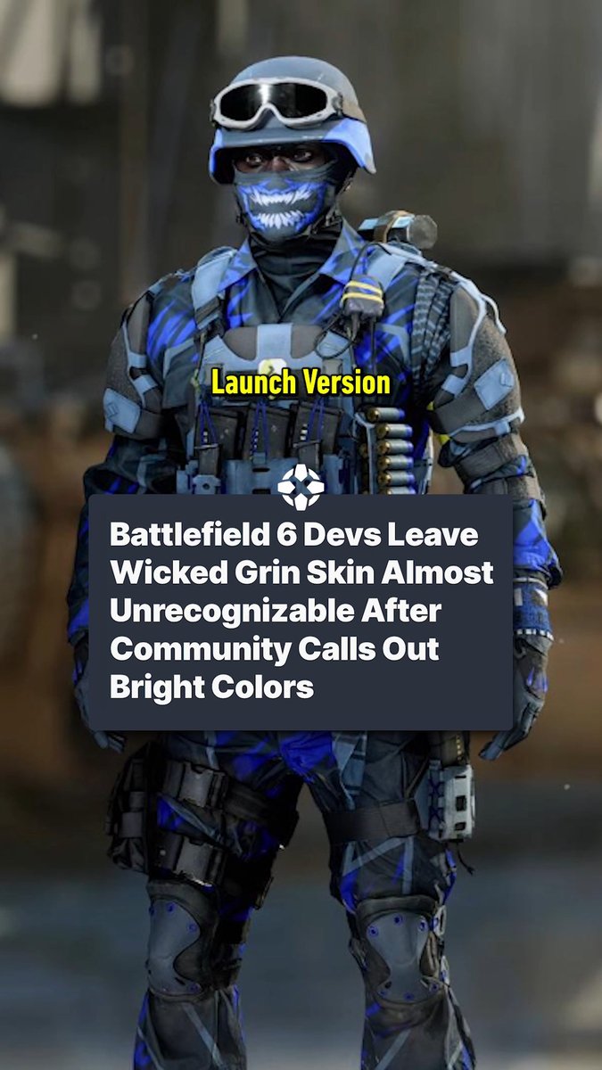 Battlefield 6's notorious Wicked Grin skin has be altered once again:
