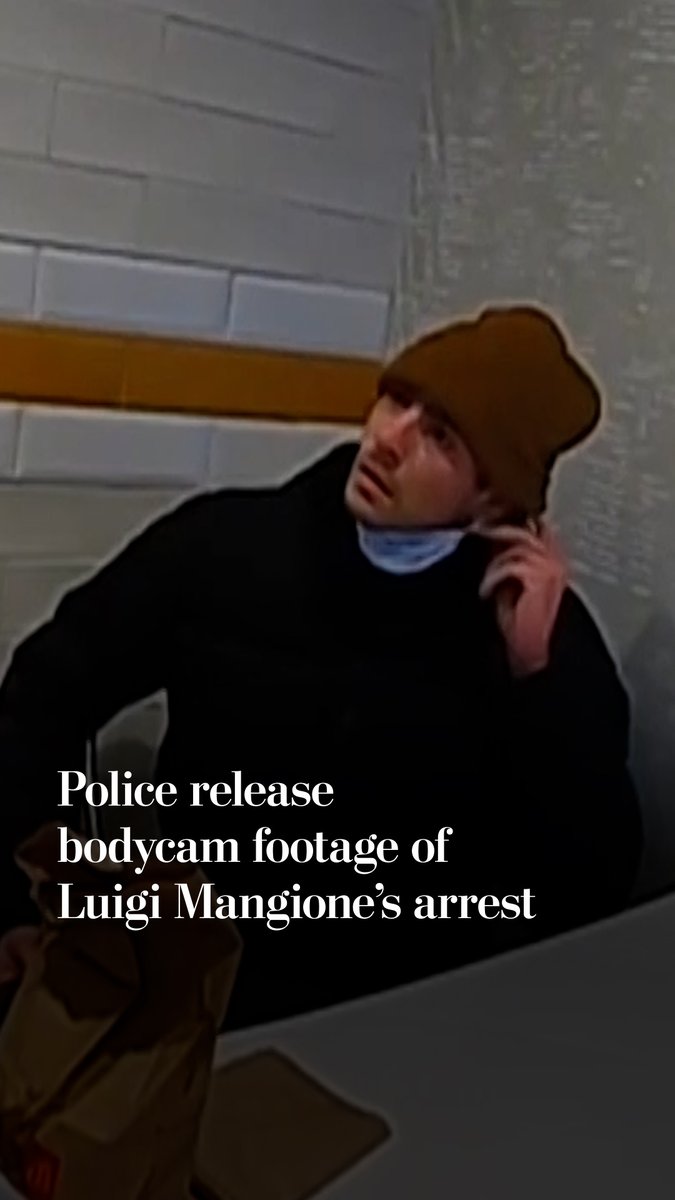 Newly released police body-camera video shows the moment police confronted Luigi Mangione inside a McDonald’s, after a citizen reported seeing someone who matched the description of the suspect wanted in the fatal shooting of UnitedHealthcare CEO Brian Thompson.