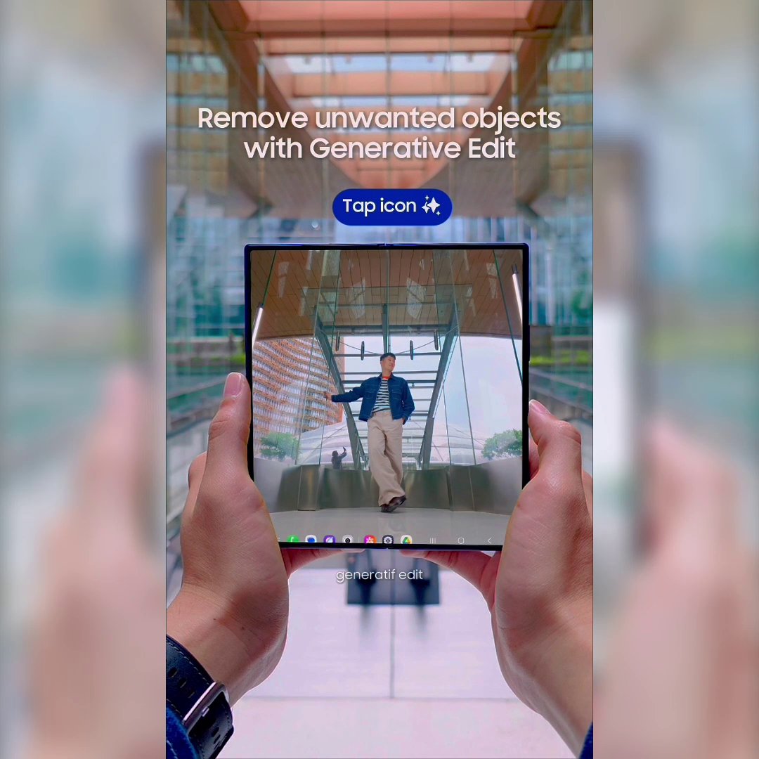Tonton video di bawah ini dan kamu bakal tau sesuatu! 👀 Setelah nonton, coba sebutin nama fitur Galaxy Z Fold7 yang bisa hapus objek mengganggu! Reply jawaban sebanyak-banyaknya dengan hashtag #UnfoldPowerFlipTheNorm #GalaxyZFold7 #GalaxyAI #GalaxyCan #UnfoldYourEditingStyle👇