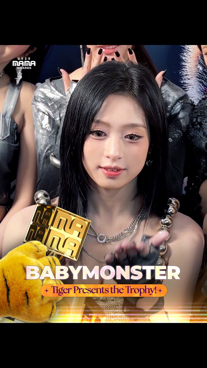[#2025MAMA] Tiger Presents the Trophy!🐱🏆 BABYMONSTER Mission accomplished, with a little roar! - FANS’ CHOICE FEMALE TOP 10 HEAR MY ROAR, UH-HEUNG 2025 MAMA AWARDS #MAMAAWARDS #2025MAMAAWARDS