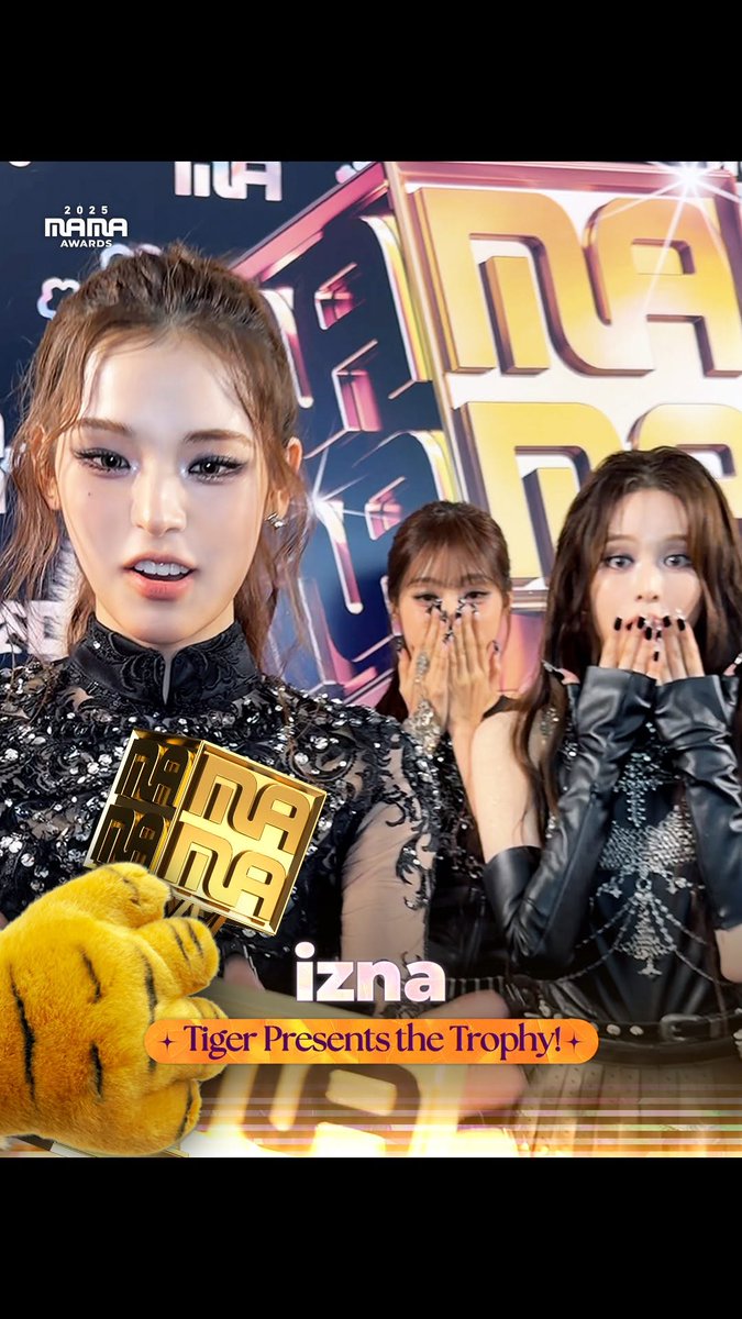 [#2025MAMA] Tiger Presents the Trophy!🐱🏆 izna Mission accomplished, with a little roar! - FAVORITE RISING ARTIST HEAR MY ROAR, UH-HEUNG 2025 MAMA AWARDS #MAMAAWARDS #2025MAMAAWARDS