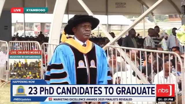 VIDEO: Kilak South MP, Hon. Gilbert Olanya, has been conferred a Doctor of Philosophy (PhD) degree in Education by Kyambogo University. #NBSUpdates #kyU21stGrad