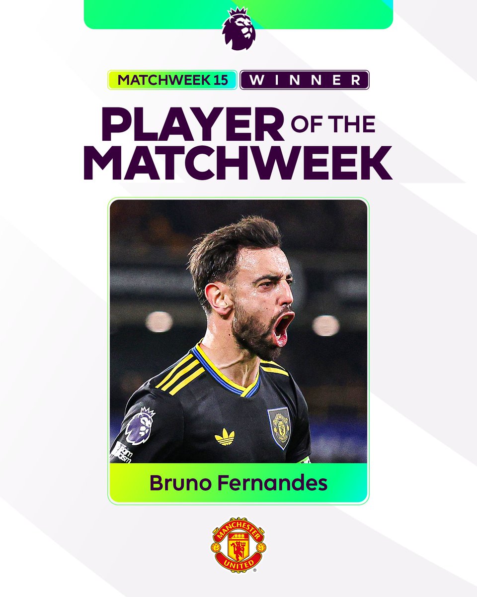 You voted Manchester United's Bruno Fernandes as your Player of the Matchweek! 💫 Two goals and an assist for Mason Mount in their 4-1 win at Wolves ©👏