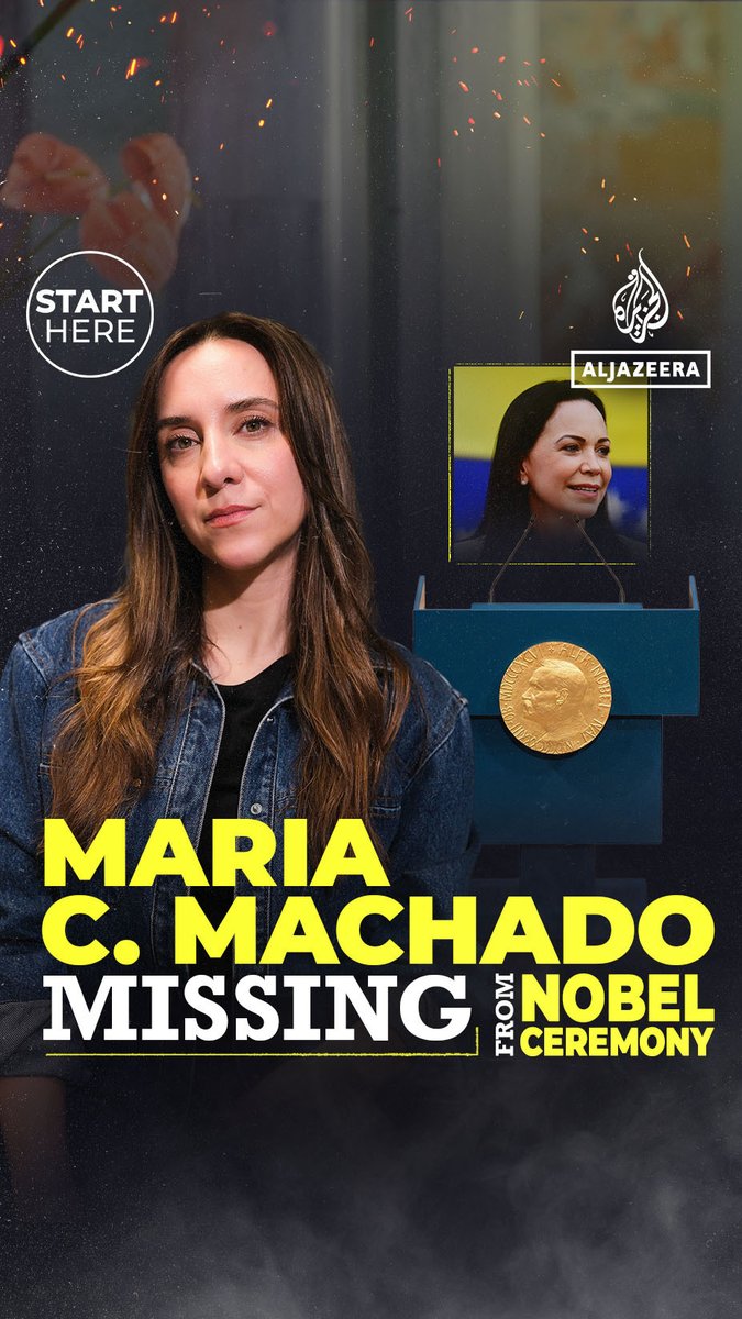 Venezuelan opposition leader Maria Corina Machado is confirmed as safe and heading to Oslo, as her daughter accepts the Nobel Peace Prize on her behalf. #AJStartHere's Sandra Gathmann explains ⤵️