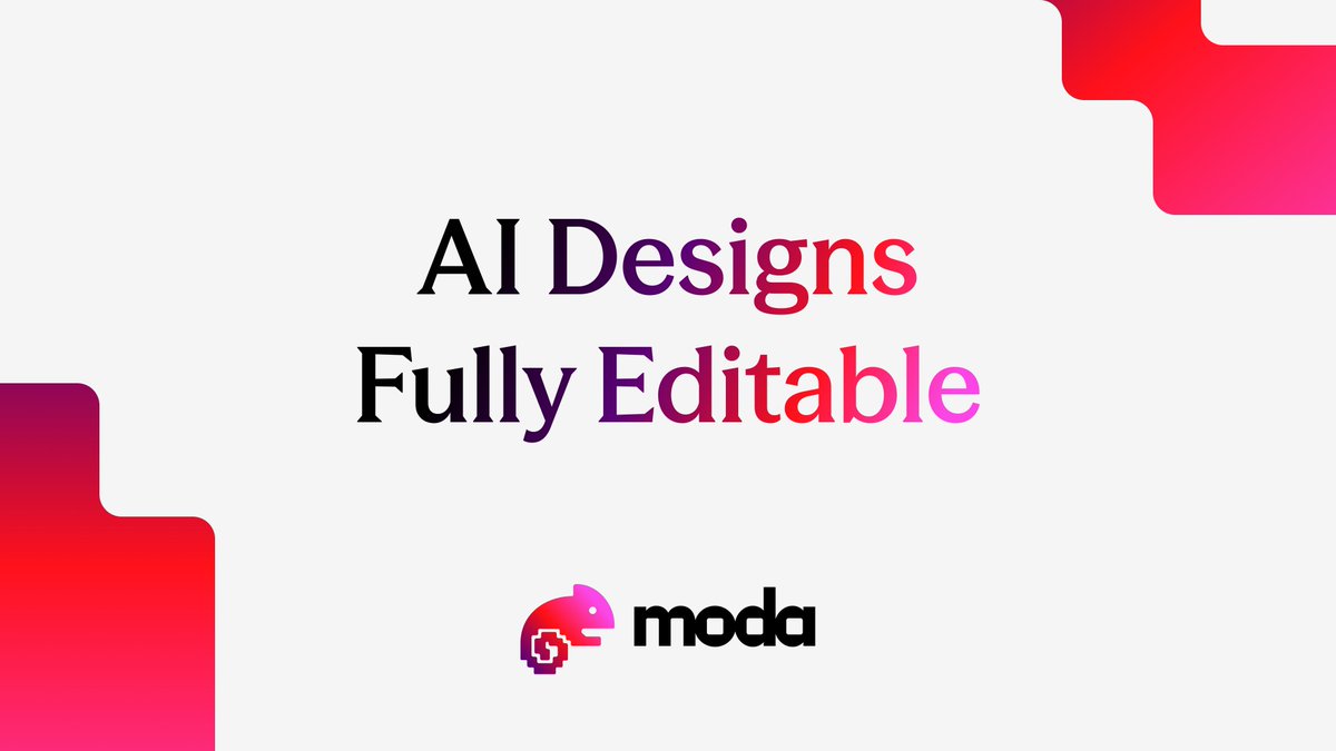 Finally, AI designs you can edit. Moda - create brand assets on a fully editable canvas. This is not another ChatGPT or nano banana wrapper. We actually taught an agent layout, typography, and color. We gave it taste. Use it for slides, social, infographics, e-books …