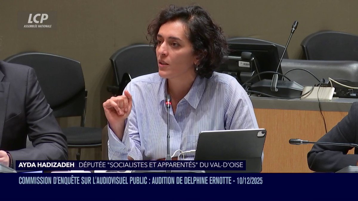 La députée Ayda Hadizadeh Députée (Socialistes) à Delphine Ernotte Cunci : "Quand on veut tuer son chien, on dit qu'il a la rage. Et là les apprentis vétérinaires vous ont trouvé quantité de rage. Vous êtes trop cher, trop biaisé, trop rémunéré..." #DirectAN