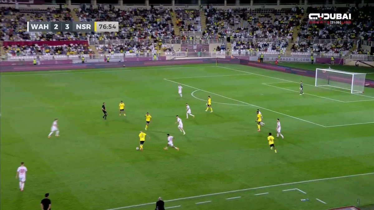 ⚽️ هـــدف سعد الناصر يعزز تقدم النصر بهدف رابع بعد تمريرة سحرية من جواو #الوحدة: 2⃣ #النصر: 4⃣ #دبي_الرياضية