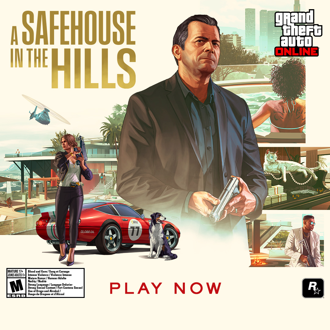 Status is everything. Take your rightful place amongst the city's elite with a lavish new mansion property. GTA Online: A Safehouse in the Hills, now available.
