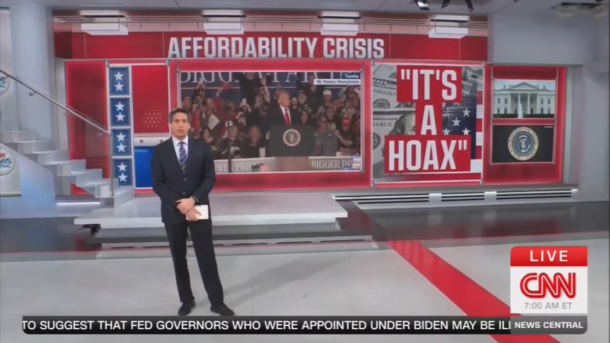 Host: The question that will confound physicists for generations—is it an affordability tour if you don't like talking about affordability? Trump held a campaign-style rally as the first stop on his tour to talk about affordability concerns, but he could not seem to do it without calling the entire notion a hoax.