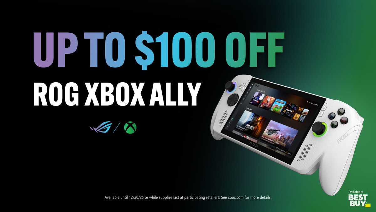 Play the games you love no matter where you find yourself.​ ​ Save up to $100 on ROG Global Xbox Ally at select retailers: