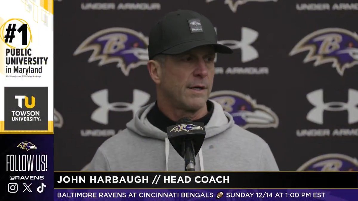 Coach Harbaugh opens his press conference with condolences after the passing of the Ravens’ DJ Bob "Woody" Popik