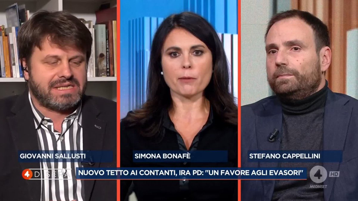 "È empiricamente falso che ci sia un nesso tra il tetto al contante e l’aumento dell’evasione fiscale" Giovanni Sallusti a #4disera