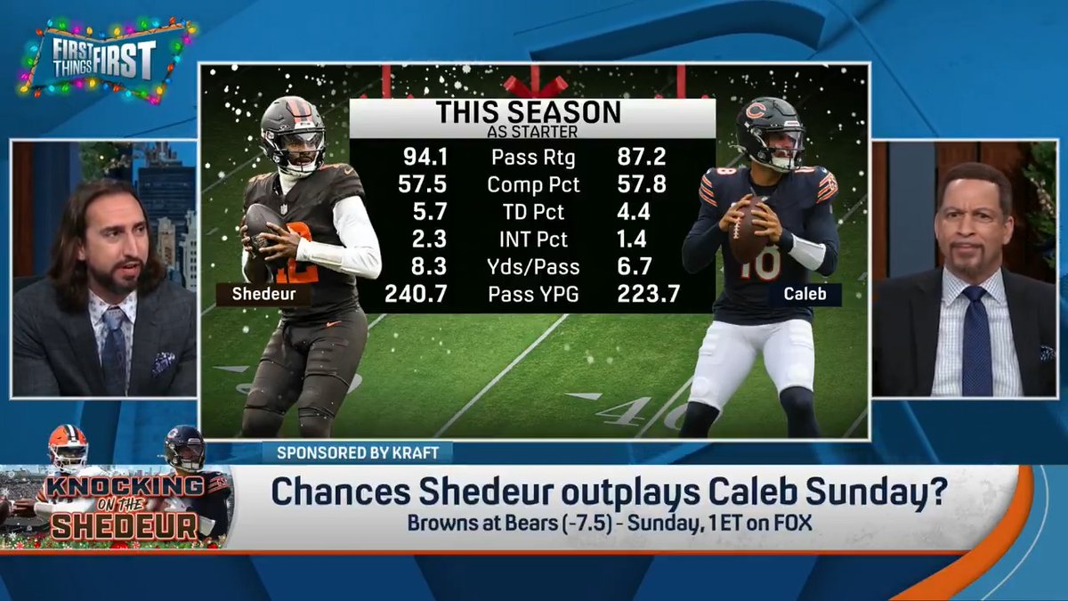 .nick wright called this take from Chris Broussard the hottest in sports TV this week: “Shedeur Sanders will outplay Caleb Williams.”