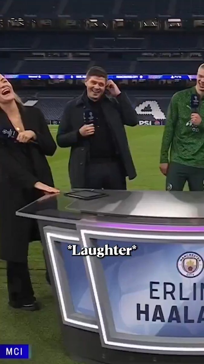 “She probably don’t like me then!” 🤣😂 Erling Haaland couldn’t resist after Arsenal fan Laura Woods asked this question…